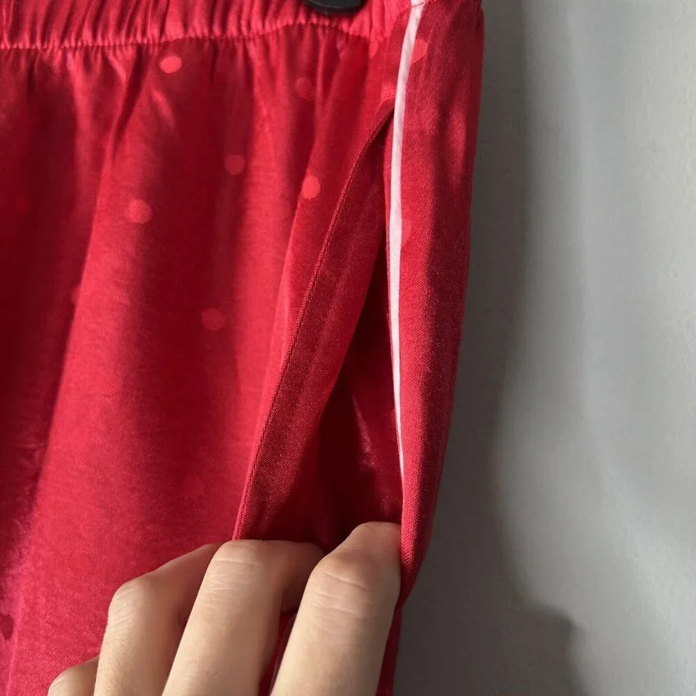 Victoria’s Secret Satin Silky Red Pajama Pants Pila Dot With Pockets Sz M - Picture 5 of 10